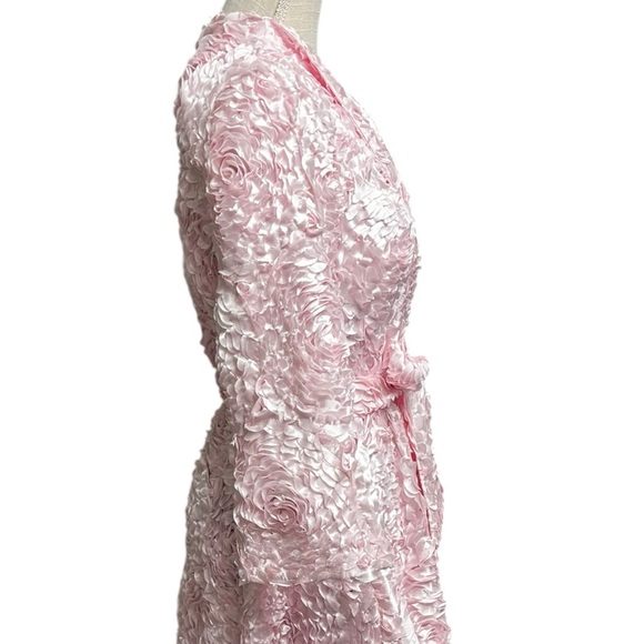 🌻Flora Bea NYC Pink Bonita Floral Rosette Jacket Coat with Belt Women's Size S - Picture 8 of 12